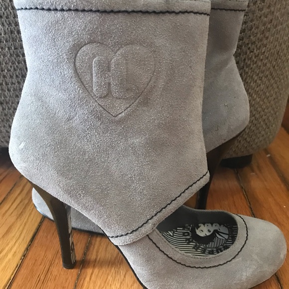 Harajuku Lovers Gwen Stefani Ankle Boots Open Cut Out Grey Gray Suede Leather 9 - Picture 11 of 16